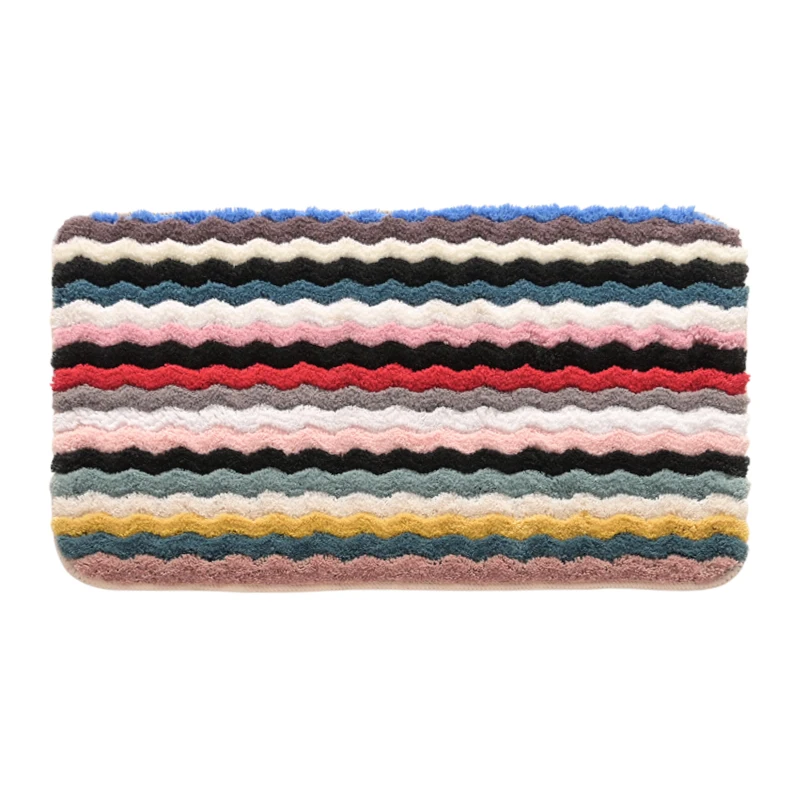 100% Polyester Blend Rainbow Microfiber Bath Mat - TPR Bottom Non-Slip Door Mat, Kitchen and Bathroom Absorbent Mats, Washable Super-Microfiber Rugs for Home