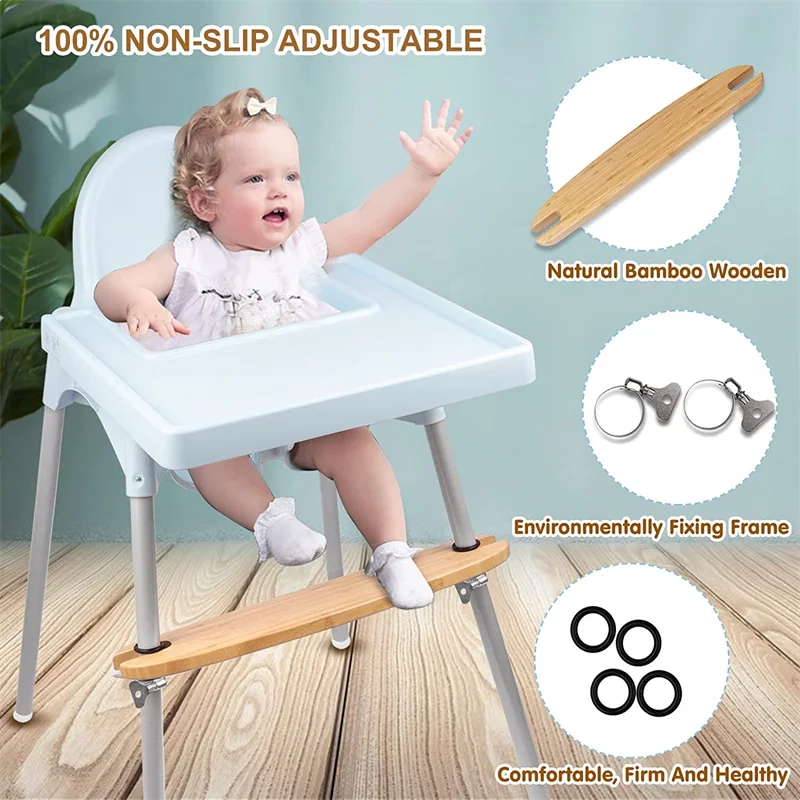 Custom High Quality Bamboo Wooden Adjustable Baby Highchair Footrest ...