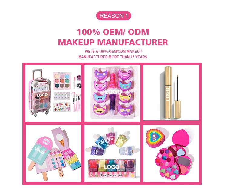 Kids Makeup Kit For Girl 14 Pcs Washable Real Cosmetic Safe & Nontoxic