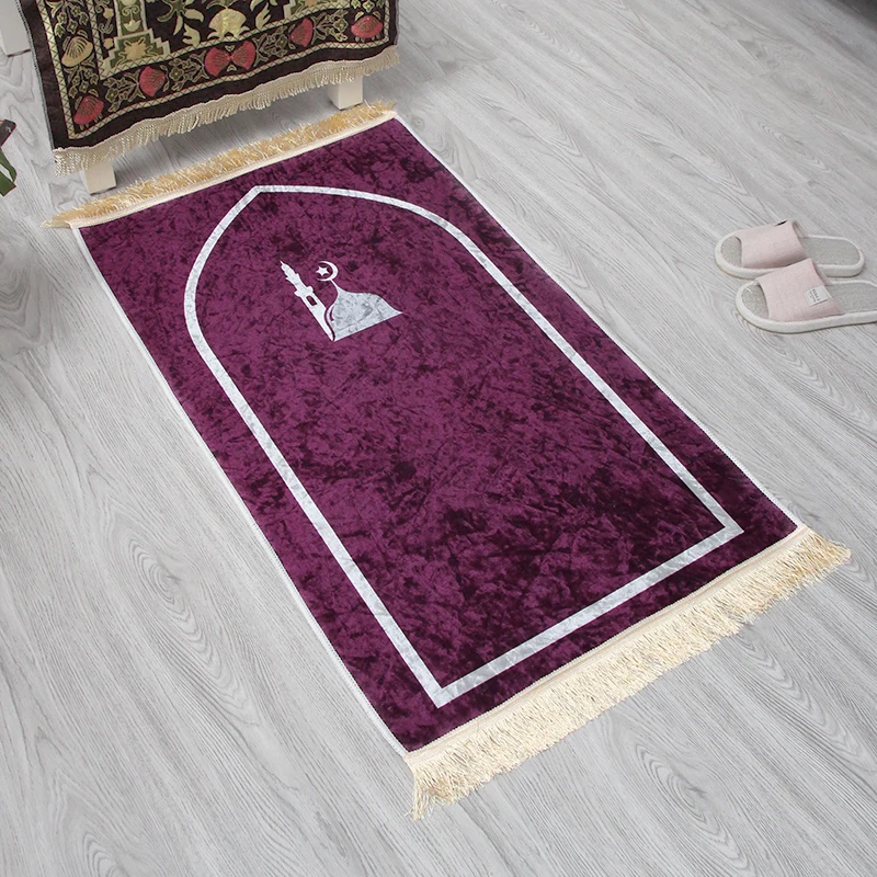 Wholesale Custom Thick Polyester Prayer Rug Modern Cushioned Islamic Muslim Worship Blanket For Kids Travel Washable_voghion.com