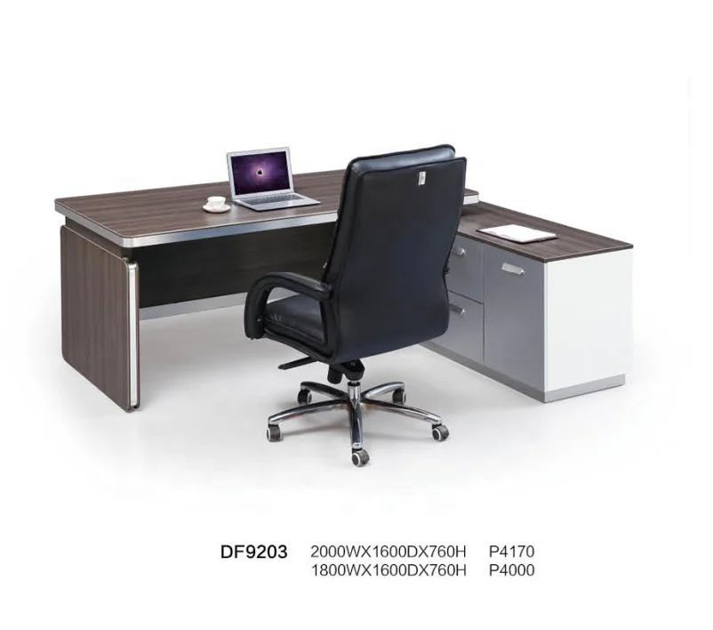Guangdong Modern Design Office Desk L-Shape Boss Executive Desk Made of MDF for Home Workstations School
