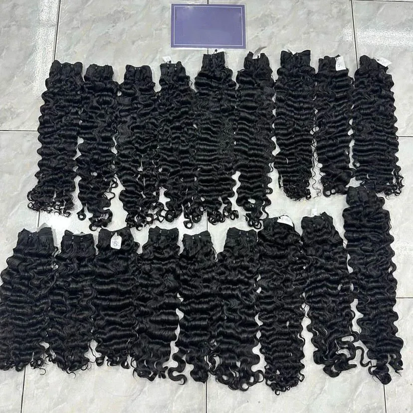 Raw Unprocessed Burmese Curly Human Hair Bundle Cambodian Cuticle Aligned No Tangle No Shedding Double Weft Single Drawn Hair