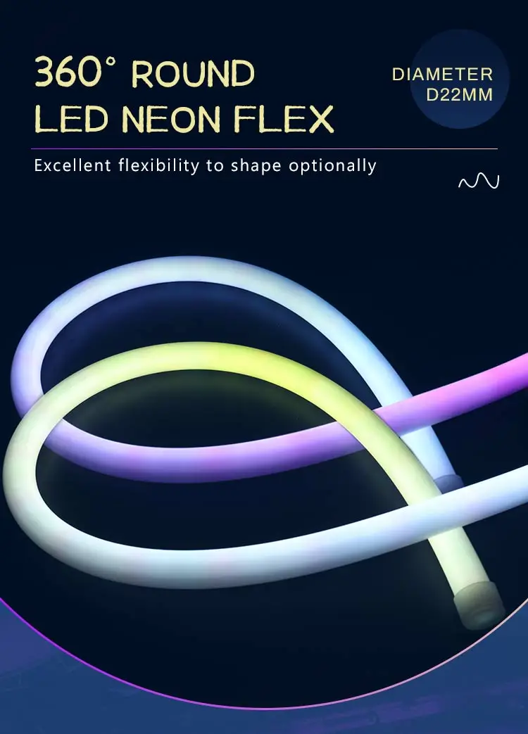 8mm D22 DC24V Two 120Led/m Single Color Pure Silicon Neon Strip Flex ...