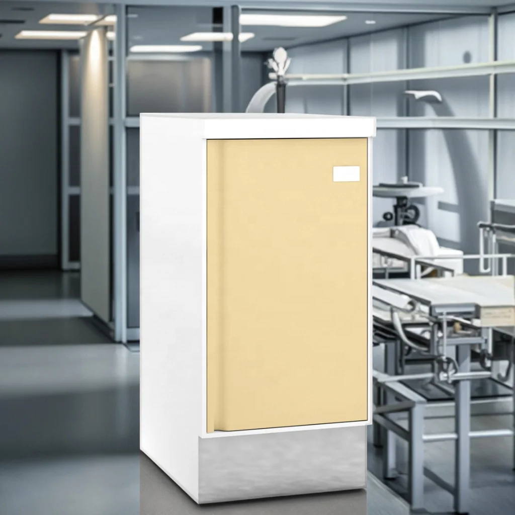 Modern Clinical Single Access Base Storage Unit 780mm Antimicrobial Surface LED Interior Lighting Hospital Utility Cabinet Metal 5