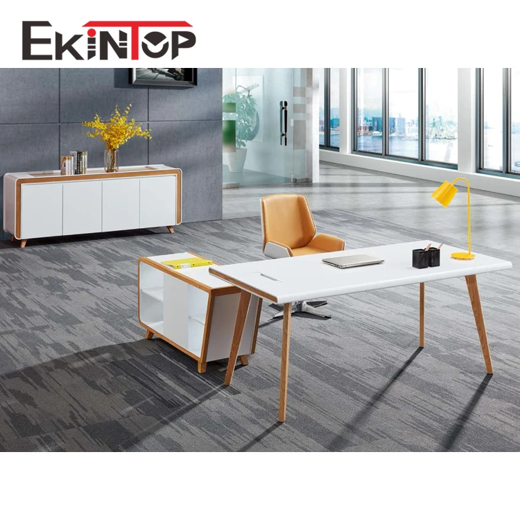 Простой дизайнерский Офисный Компьютерный стол Ekintop деревянный офисный стандартного размера