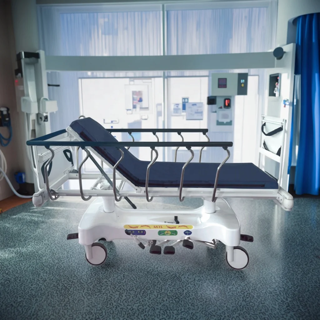 Clinical Transfers Multi-Axis Hospital Bed -15~+15 Tilt Segmented Adjustment Metal Construction Modern for Hotel School Use 4