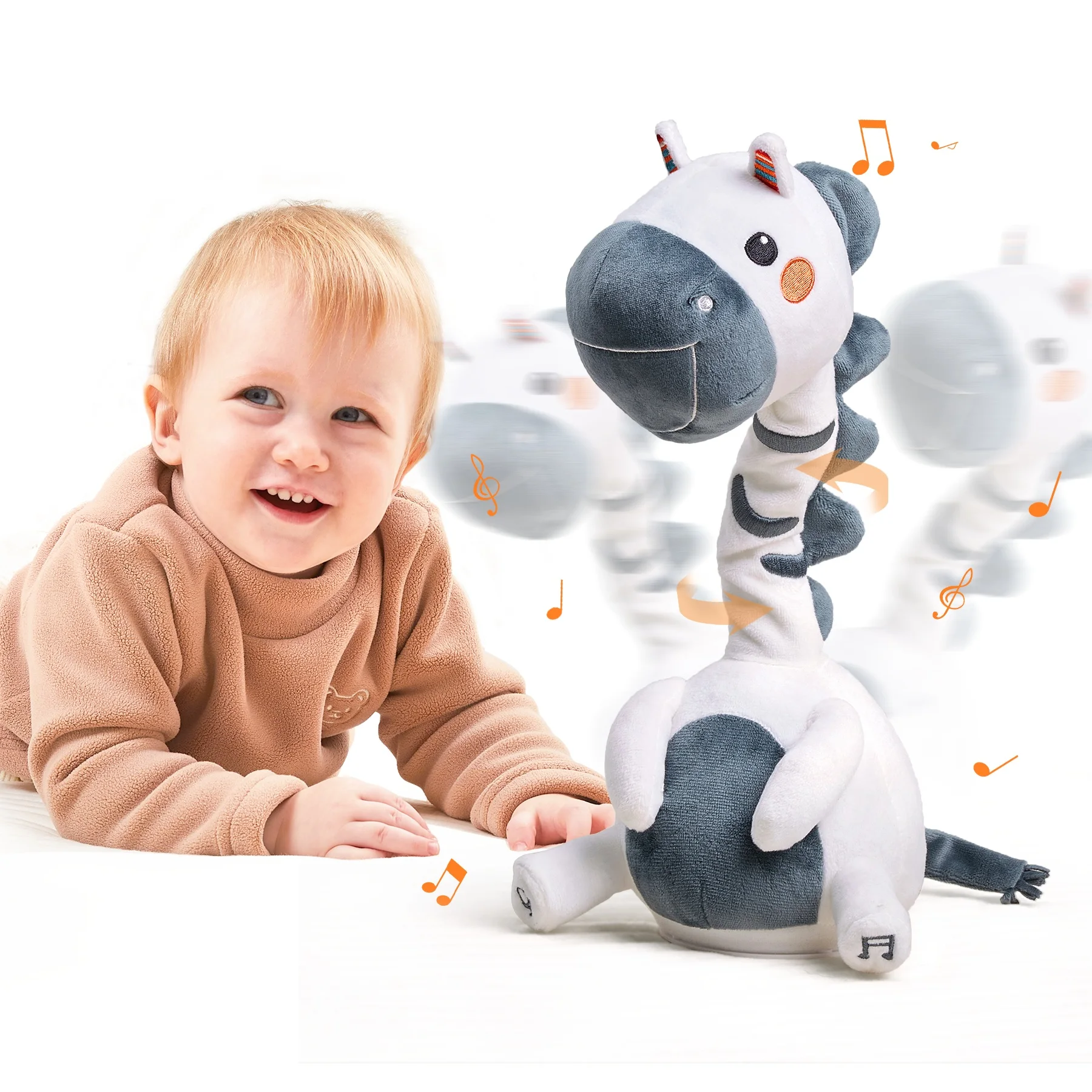 Produktbild von TUMAMA KIDS Tanzendes & Sprechendes Zebra Spielzeug – Mit Aufnahme-Funktion, 8 Liedern, Weichem Plüsch – Interaktives Baby- & Kleinkindspielzeug