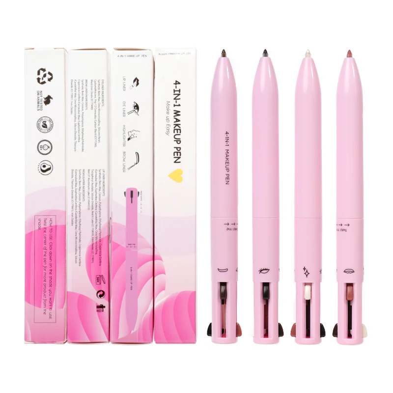 Private Label Beauty Multifunction Highlighter Eyebrows Lipstick Eyeliner Make up Pen Pal Waterproof 4 in 1 Makeup Pen