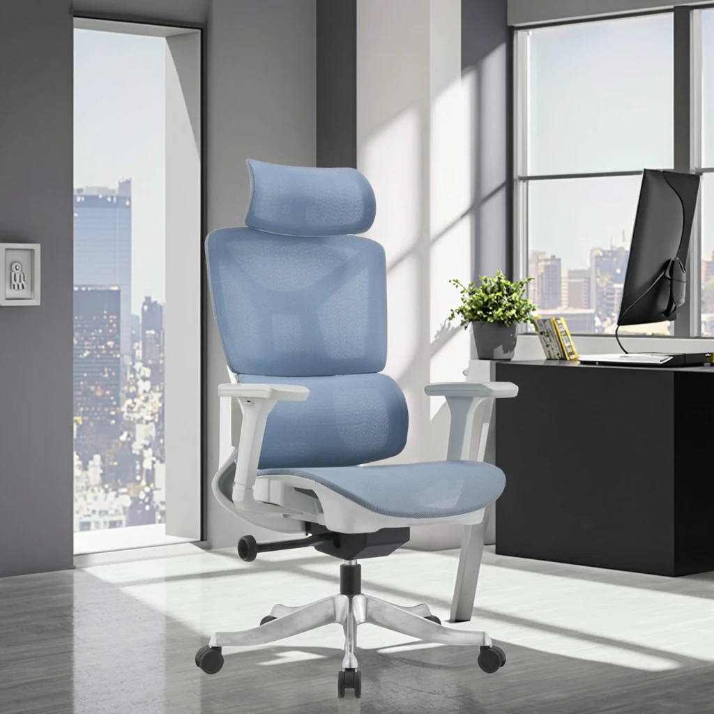 Full Mesh Support Professional Chair Multi-dimensional Headrest PU Armrest Enhanced Breathable Office Seating 3