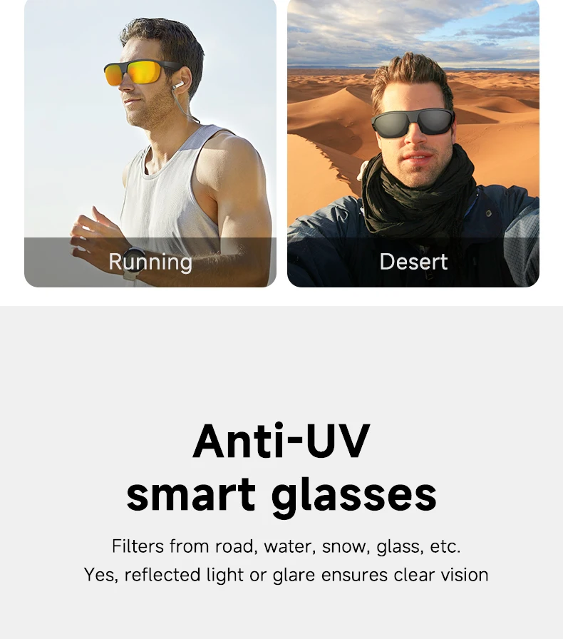 G02 Professional Outdoor Smart Glasses Anti-UV Polarized Lenses BT Call Waterproof Voice Assistant Smart Sport Glasses for Men