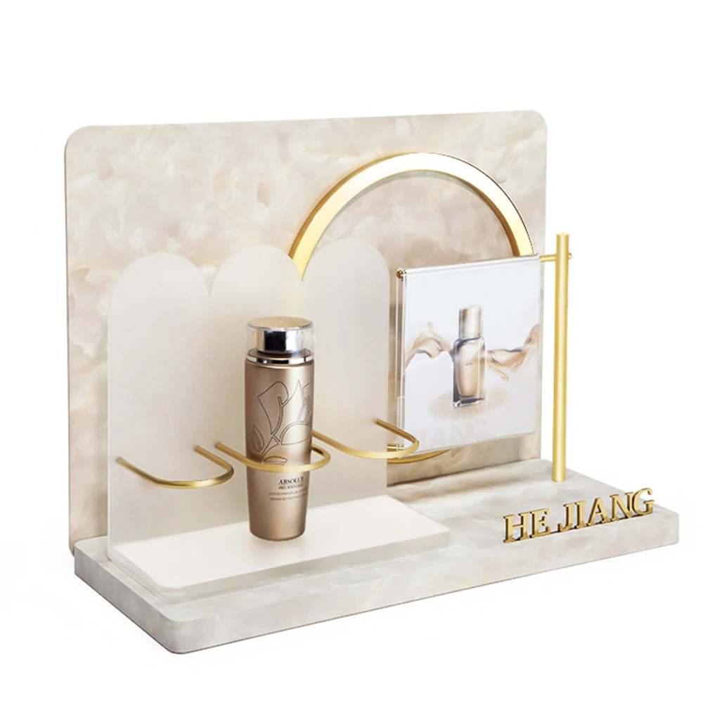 Luxury Style Custom Counter Top Display Cosmetic Perfume Essential Oil Led Acrylic Light Display Stand