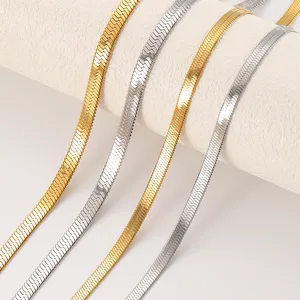 MW Stainless Steel Blade Flat Snake Chain Hip Hop Style Thin Encryption  18K Gold Simple Unisex Necklace