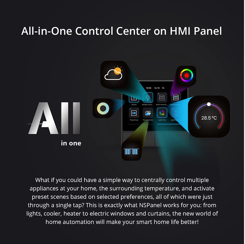 Interruttore Smart SONOFF NSPanel EU | Touchscreen, Controllo Temperatura, Scene | Compatibile Con Google Home, Alexa, EWeLink