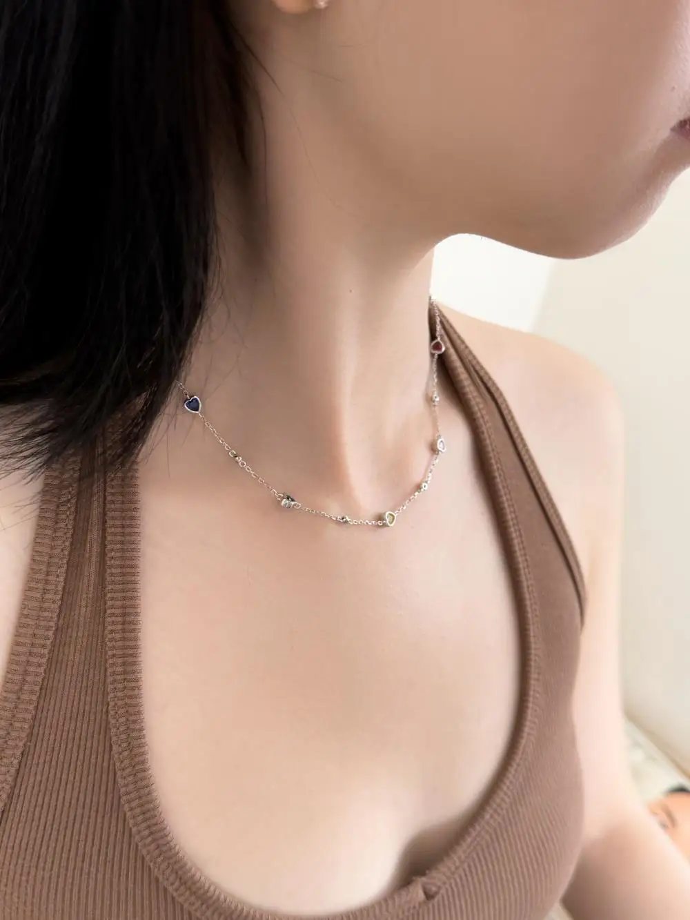 KAKODIY Four Hearts Zircon Women's Elegant Charm Jewelry Chain 925 Sterling Silver Boutique Necklace detail 2