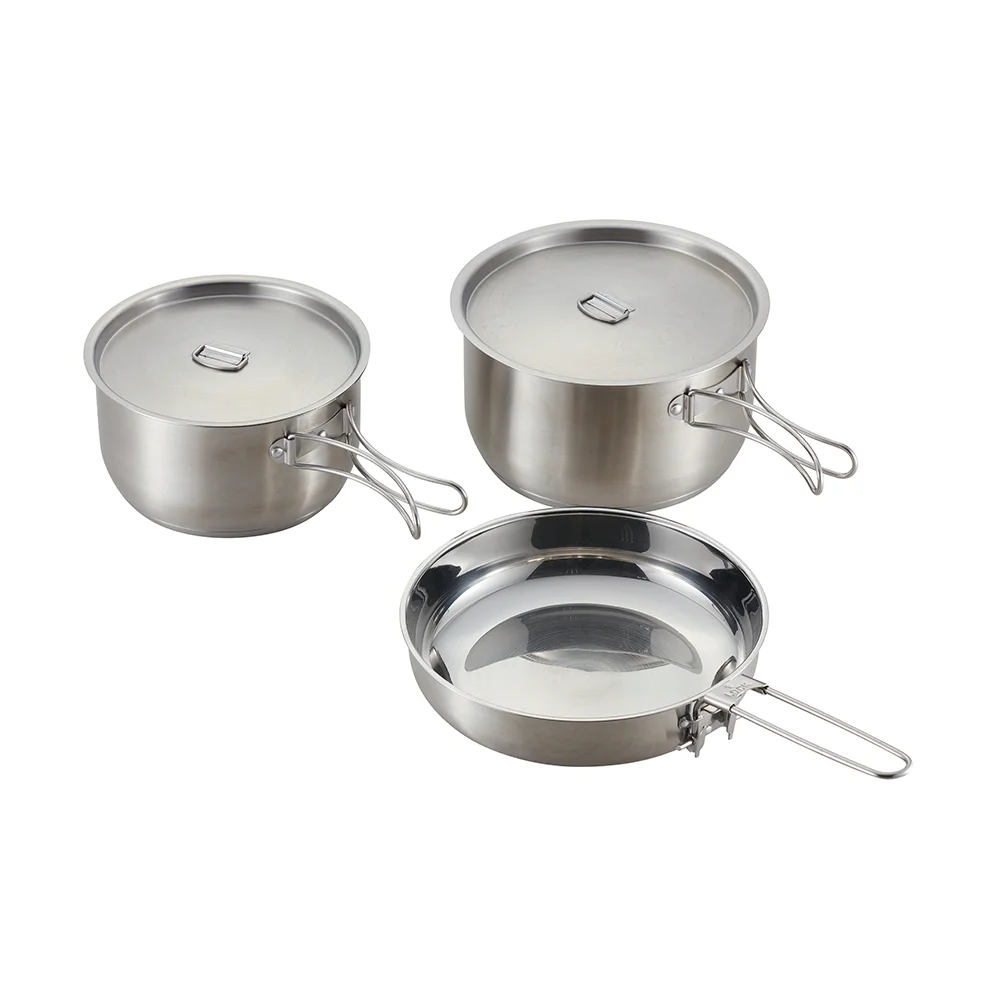 Wholesale Factory Price Stainless Steel Lightweight Outdoor BBQ Cookware Set Camping Equipment For Cooking manufacture