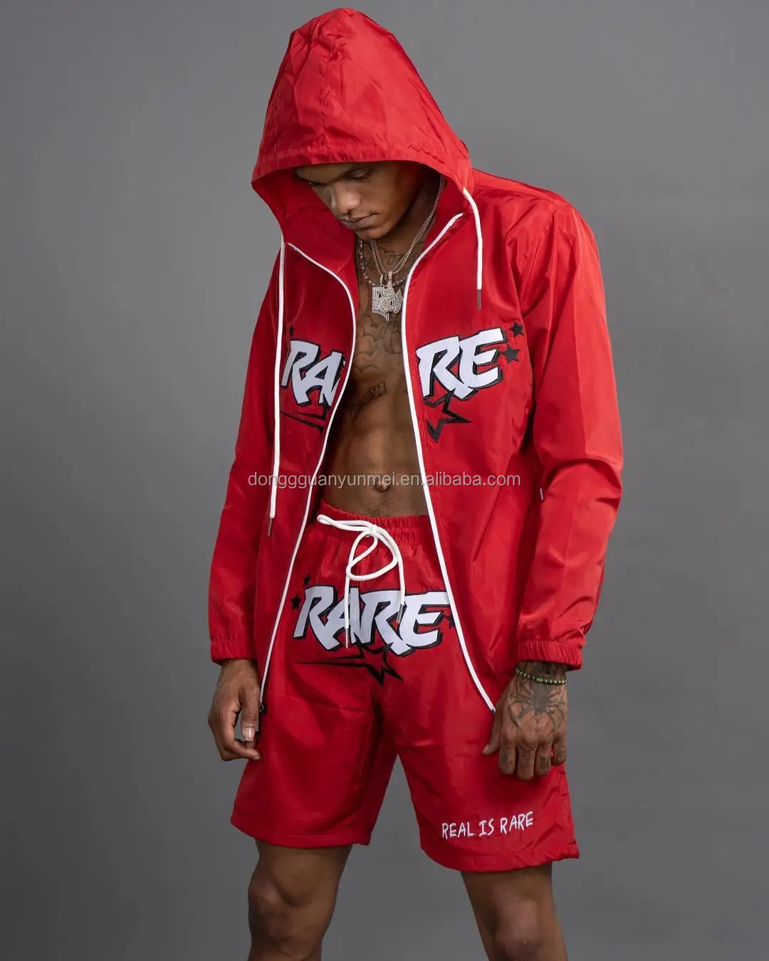 Custom Sweatsuit Track Short Set Nylon Polyester Suit Summer Two Piece