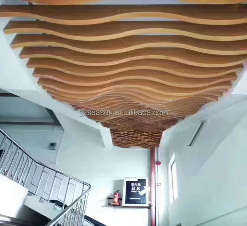 Aluminum Wavy Baffle Ceiling Design For Shopping Mall Project Customized Curve Baffle Ceiling