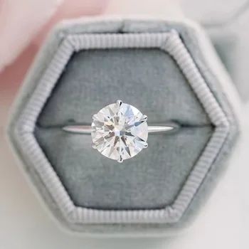 Custom GRA Certificated Wedding Jewelry 14K 18K Gold Engagement Ring Round Cut D VVS Moissanite Diamond Ring