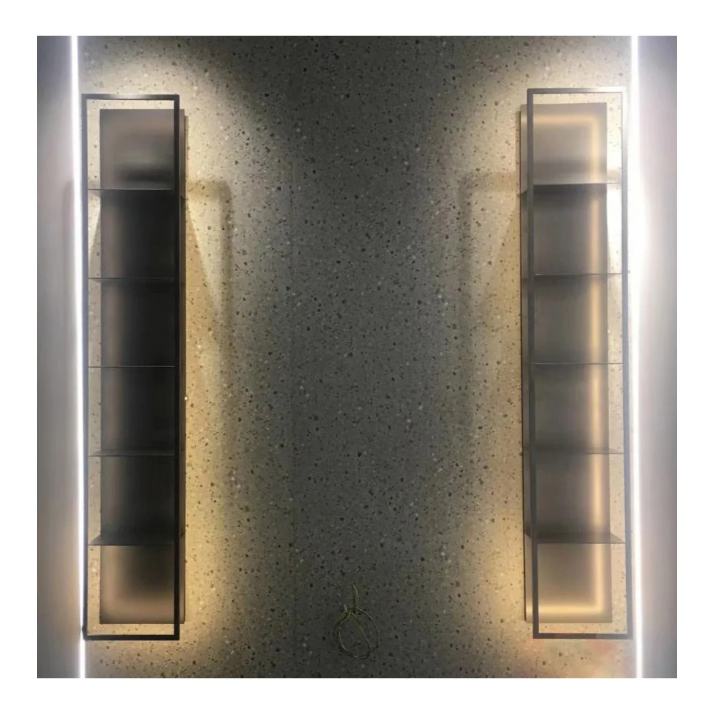 Cube Red Aluminum Wall Mount Shelf Set with Light Strip for Home Decor and Storage in Bedroom or Living Room