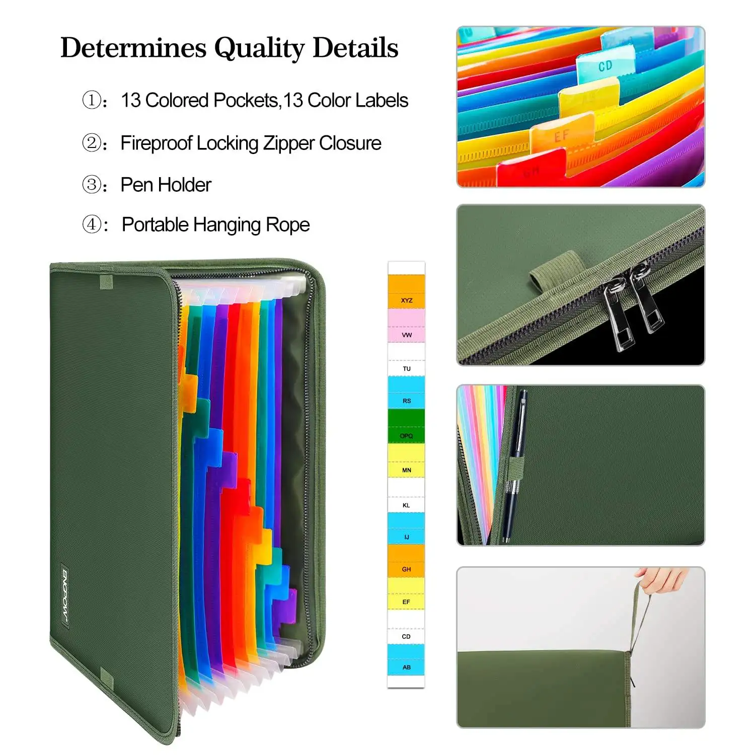 Green fireproof and waterproof office storage organization folder