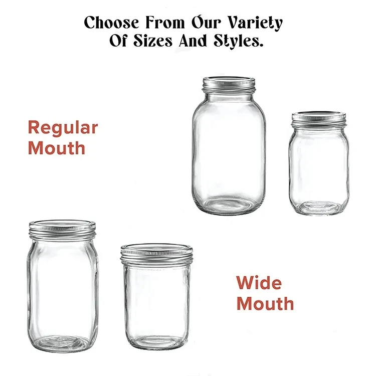 Wholesale Food Grade Custom Wide Mouth 4oz 8oz 12oz 16oz 32oz Glass ...