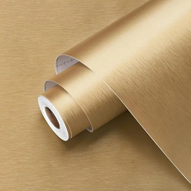 Gold Stainless Steel Contact Paper Metallic Peel and Stick Wallpaper Self Adhesive Waterproof Metal Vinyl Refrigerator Wrap