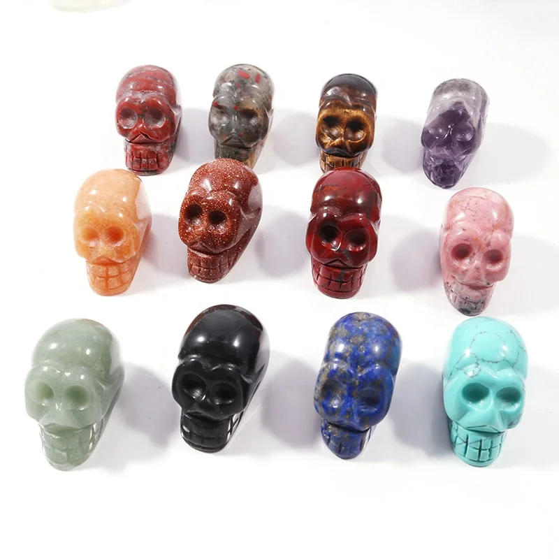
1inch Natural Healing Gemstone Crystal Carved Custom Decorastive Resin Skulls Head for Home Decoration Carving Crafts 