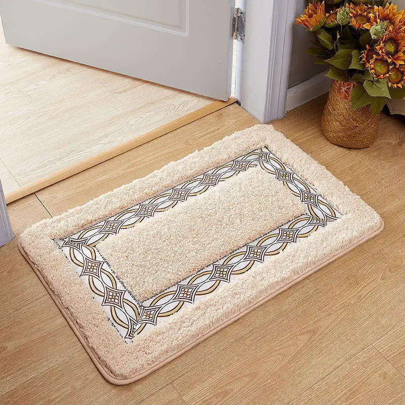 Custom Knitted Embroidery Bathroom Non Slip Mat Bedroom Living Room Washable Modern Floor Mat