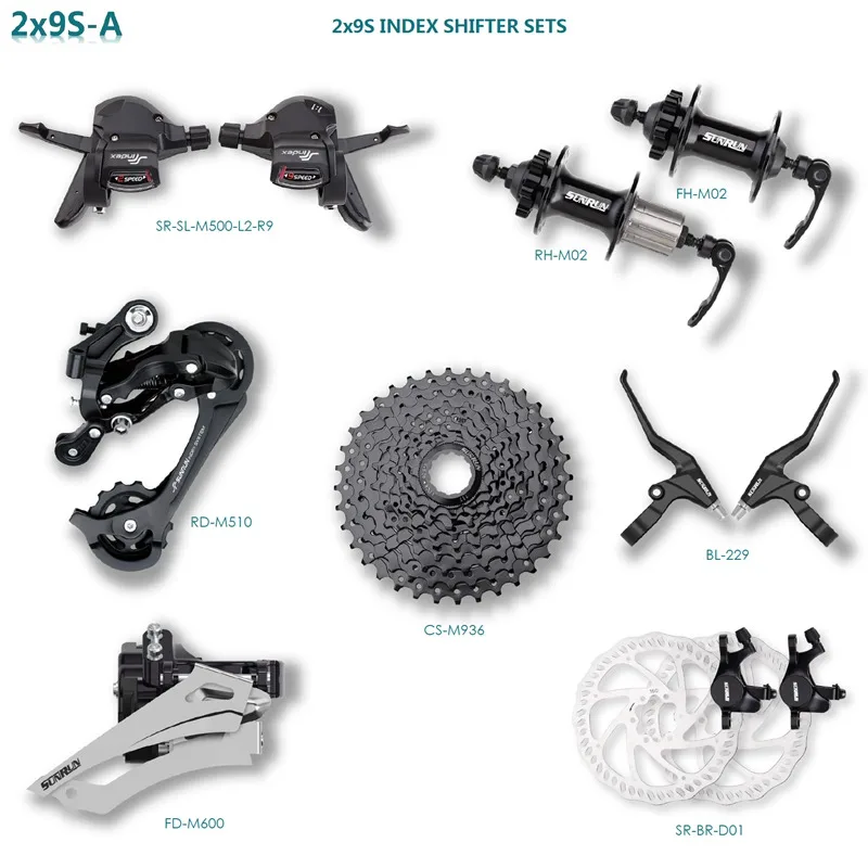 High Quality 2x9s Index Shifter Sets Sunrun Mountain Bicycle Derailleur Sets Bicycle Shifter