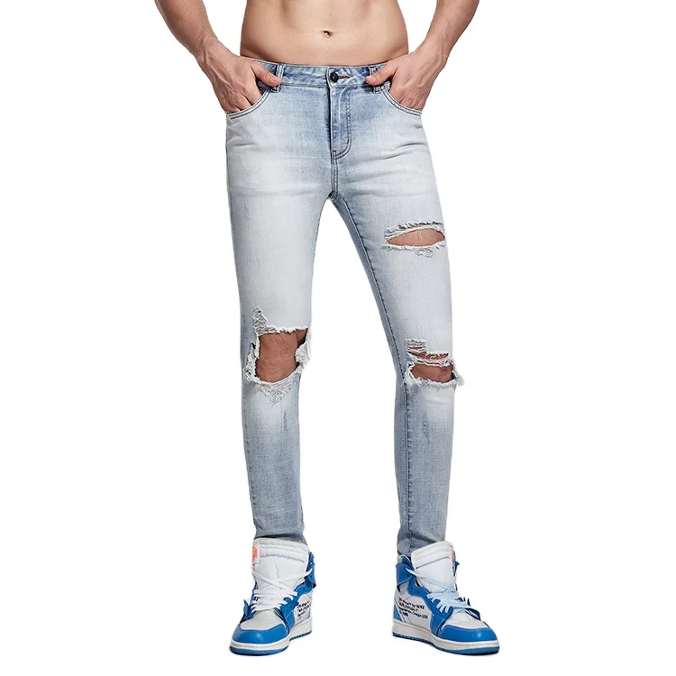 Huntw Custom Light Blue Denim Ripped Skinny Pents Branded Jeans For Men Buy Ripped Jeans For Men Skinny Jean For Men Branded Jeans For Men Product On Alibaba Com