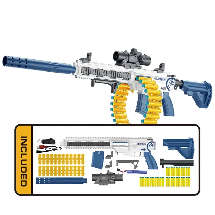 New Coming Manual and Automatic Shell Jumping Gatling Toy Gun Soft Bullet M416 M249