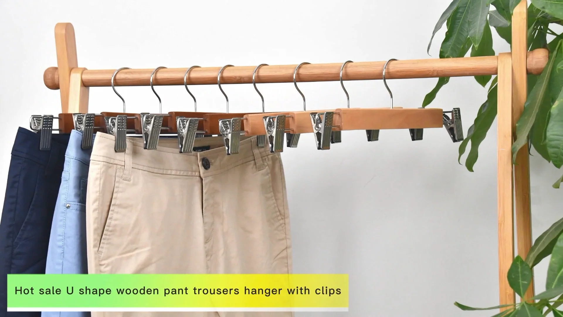 Fashion And Deluxe High Quality Clips Wooden Pant Hanger For Pant - Buy ...