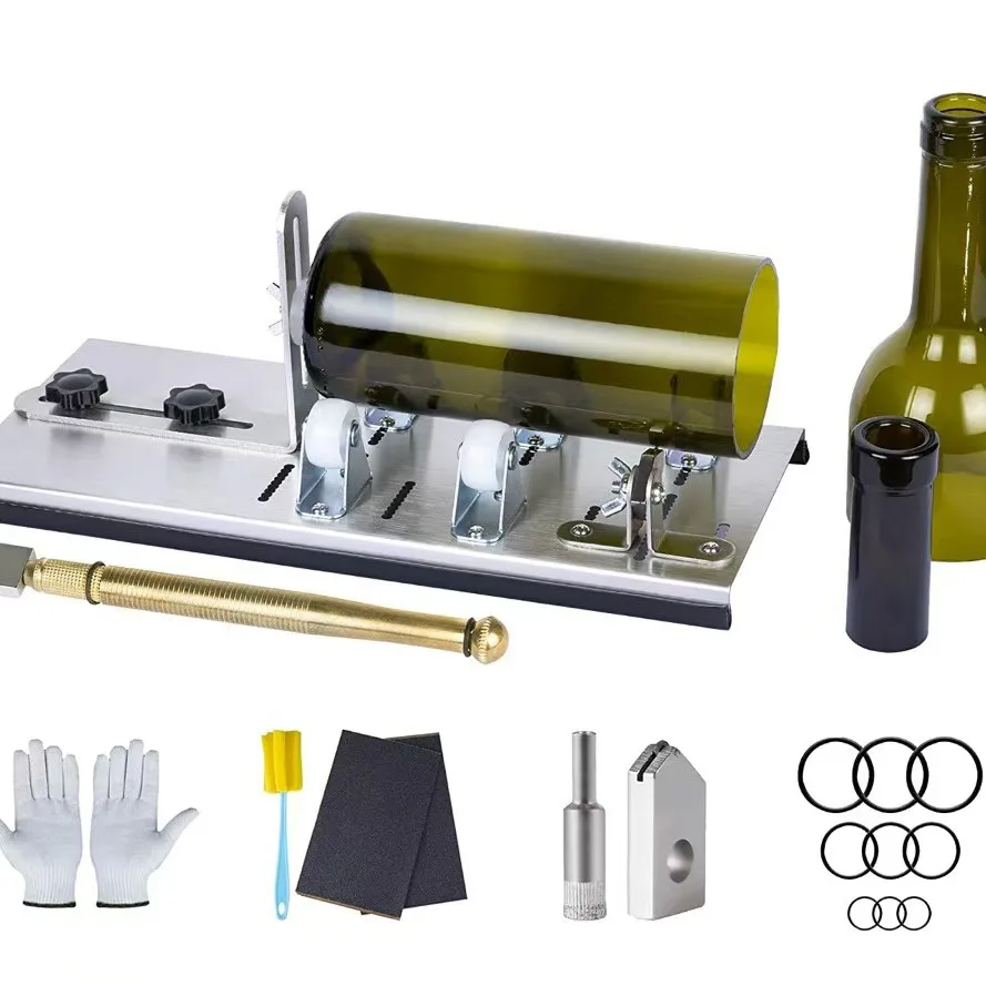 Glass Bottle Cutter Kit DIY Glass Recycling Craft Kit Stainless Steel Cutter Tungsten Carbide Alloy Wheel 2-19mm Cut Thickness