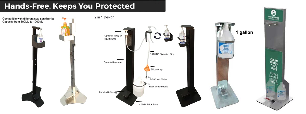 Portable Automatic Free Standing Foot Operated Pedal Sanitizer Dispenser for Gallon Bottle