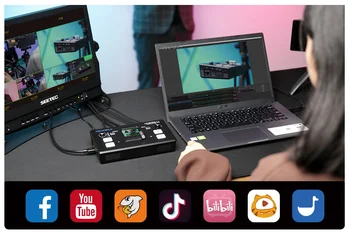 FEELWORLD Professional Live Streaming  4xHDMI Multi-formats Video Switcher LIVEPRO L1V1 Portable Video Switcher detail image