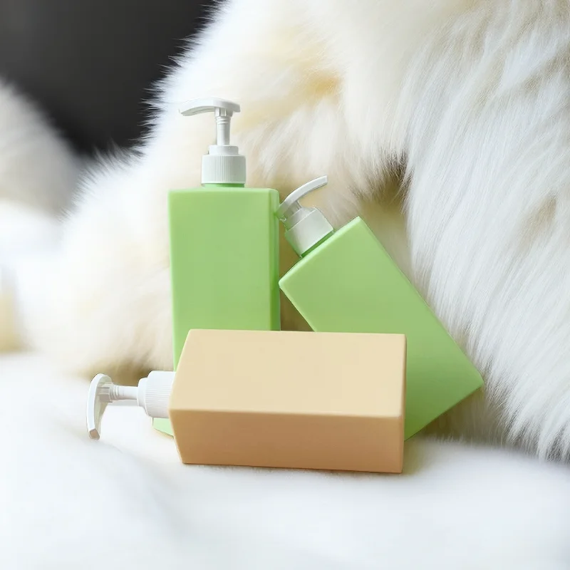 Factory Custom Hdpe 500ml Flat Soft Touch square Shampoo Bottle