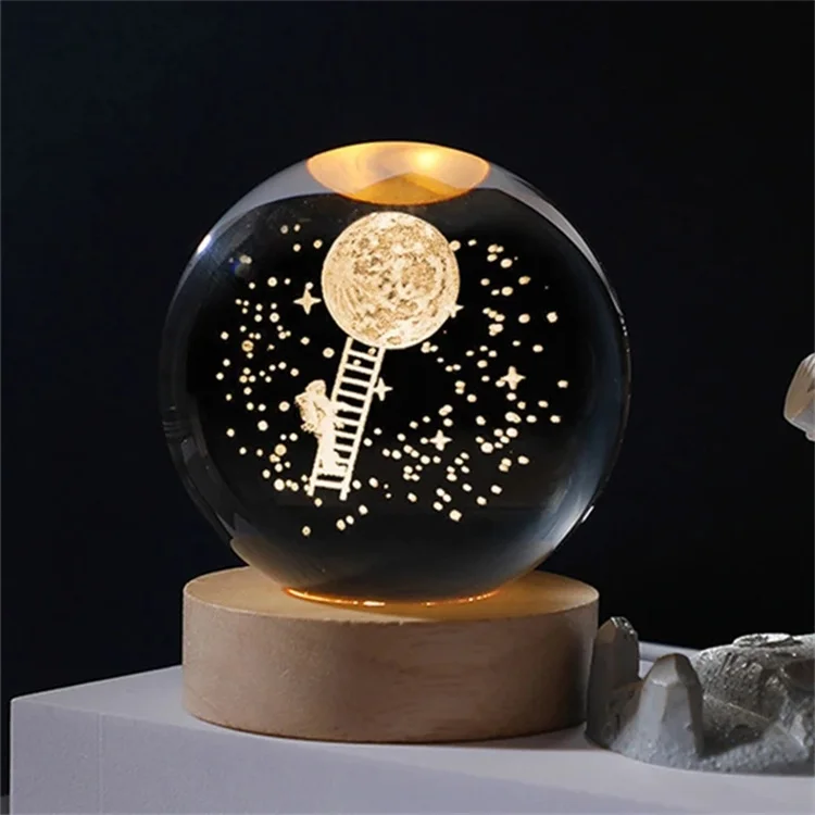 Table Lamp 3d Moon Planet Crystal Moon Night Light Cute USB Lamps for Children Bedroom Decoration Home Night Light