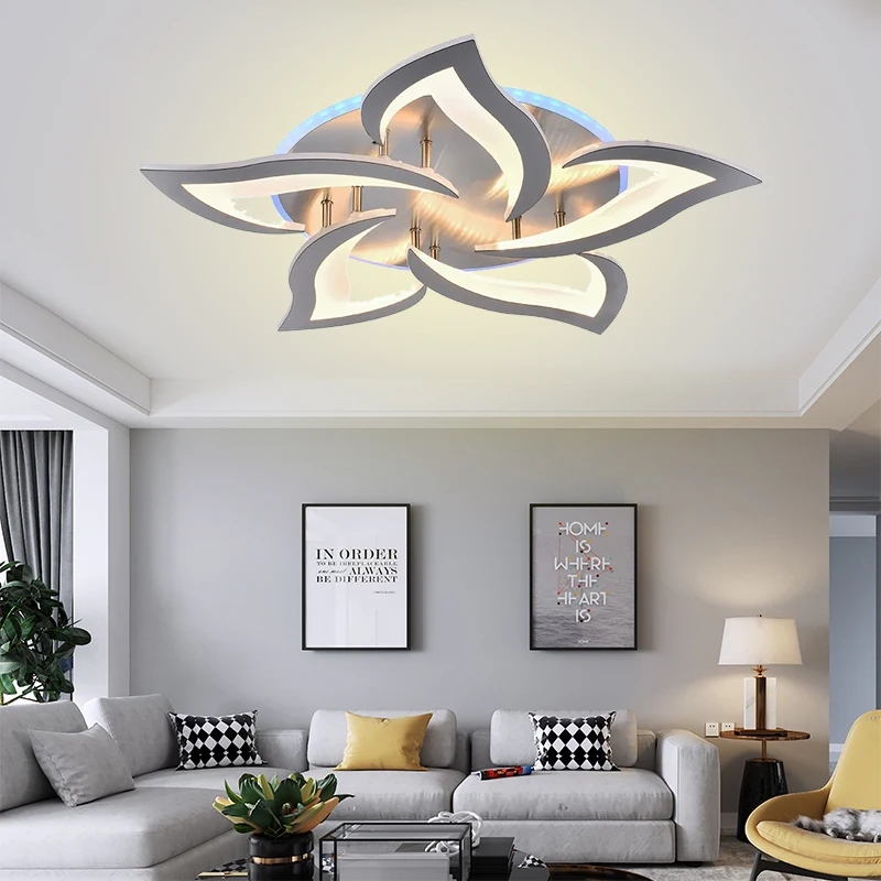 Hot Sales Modern APP Remote Control Decor Lighting Acrylic White Ceil Lamp Fixtures Living Room Indoor LED Fancy Ceiling Lights