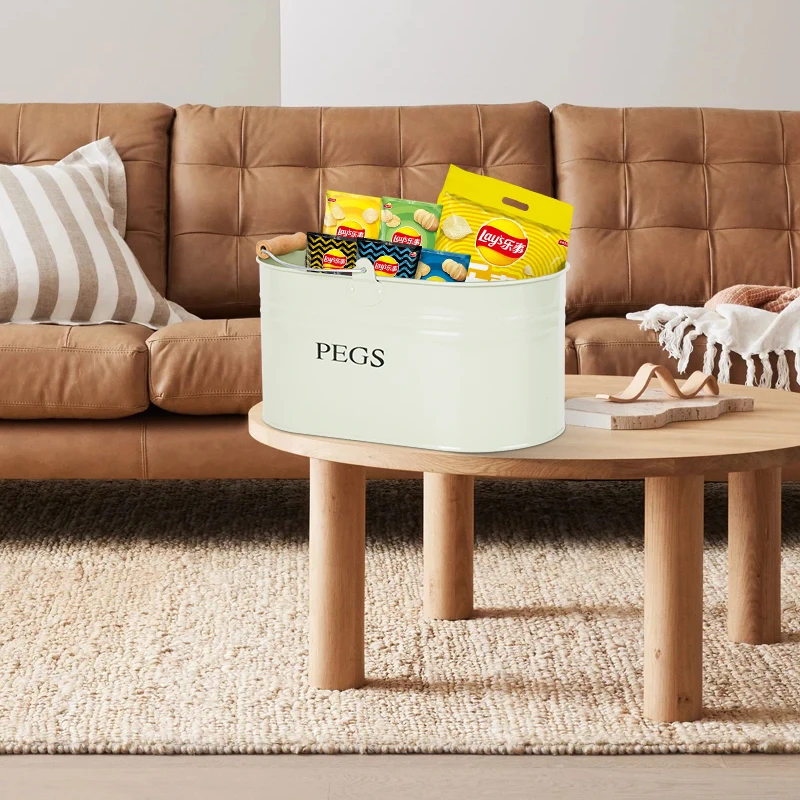 Factory Direct Dog Toy Storage Baskets for Any Room Cat Toys Box Galvanized Metal Pegs Bucket