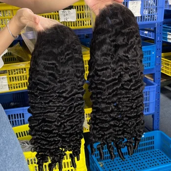 Wholesale High Density 13x6 Glueless Transparent Lace wigs Burmese Curly Human Hair Wigs Curly Lace Frontal Wig With Drawstring