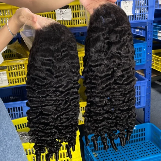 Wholesale High Density 13x6 Glueless Transparent Lace wigs Burmese Curly Human Hair Wigs Curly Lace Frontal Wig With Drawstring