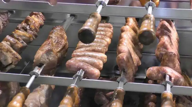Brazilian Automatic Rotating Charcoal Roast Grill Machine/LGP Gas Shawarma Meat Barbecue Stove/Electric Heating Doner Kebab BBQ