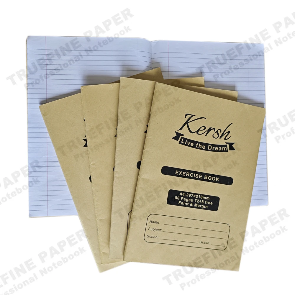 Customized Soft Cover College Student Exercise Book A4 Exercise Book Feint & Margin 72 Pages