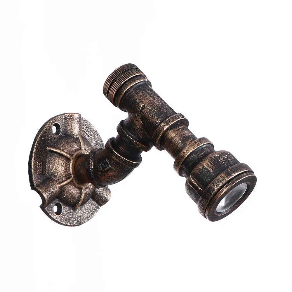 Decor bedroom living room indoor rustic iron wheel shaped water pipe wall light classic wall lamp