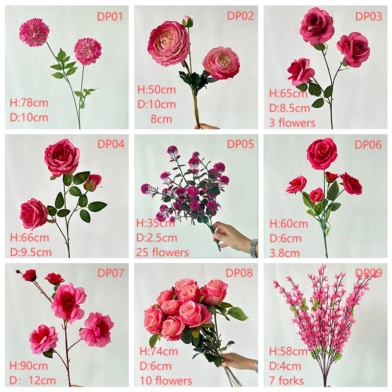 product multicolor dark pink flores artificiales single hydrangea for wedding decoration-51