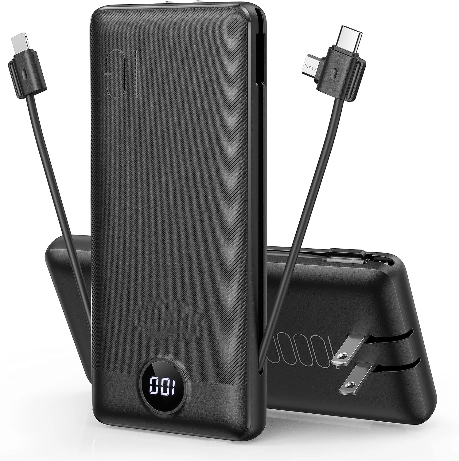 10000mah Slim USB C Fast Charging Portable Charger Wall Plug Cable Set Black Battery Pack-Compatible Power Banks Micro USB