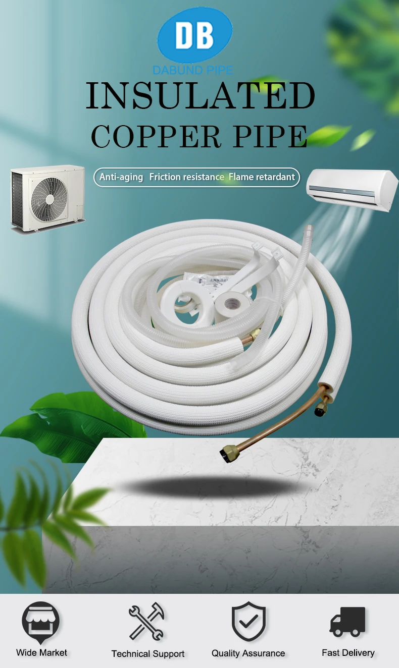 1/4+3/8 10m White PE Air Conditioner Connecting Insulated Aluminum-Copper Tube manufacture