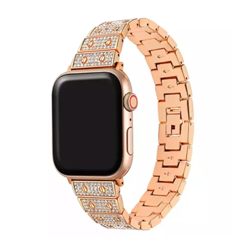 Band For 38 40 41 42 44 45mm Metal Stainless Steel Apple Watch Women  Diamond Strap For Apple Watch Strap Band - Buy For Apple Watch,For Apple  Watch Band,Diamond Stainless Steel Strap