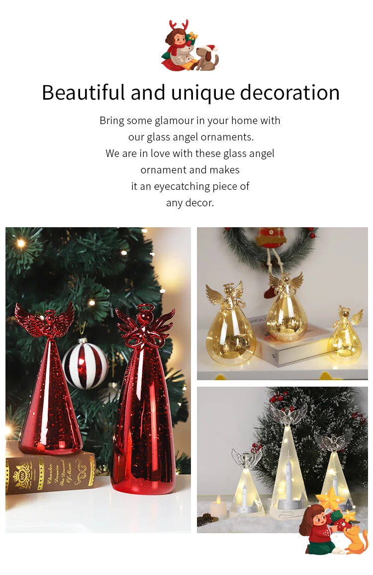 ste of 3 laser engraving wholesale christmas ornaments to personalize glass christmas angel statue decor supplier