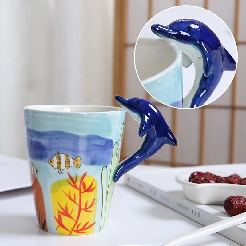 海の動物デザイン セラミックコーヒーマグ 450ml カスタムロゴ可